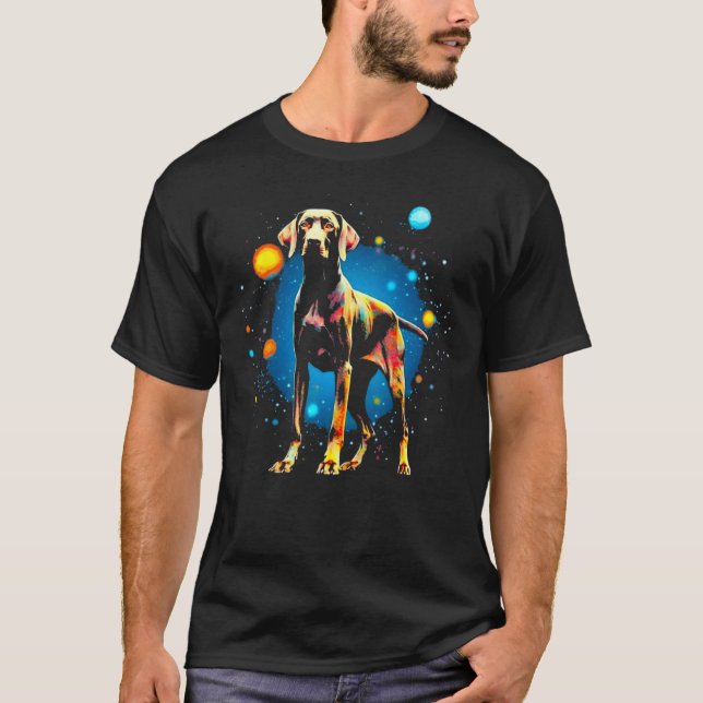 Dog German Shorthaired Pointer Planet Space T-Shirt (Vorderseite)