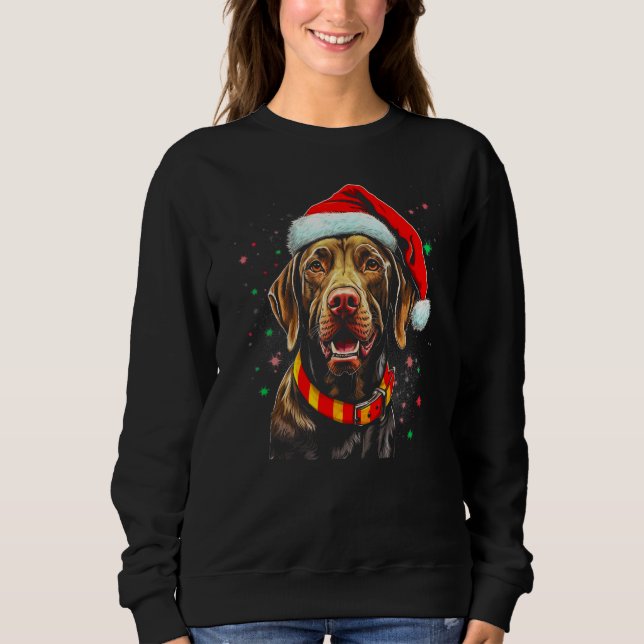 Dog German Shorthaired Pointer Santa Christmas Sweatshirt (Vorderseite)
