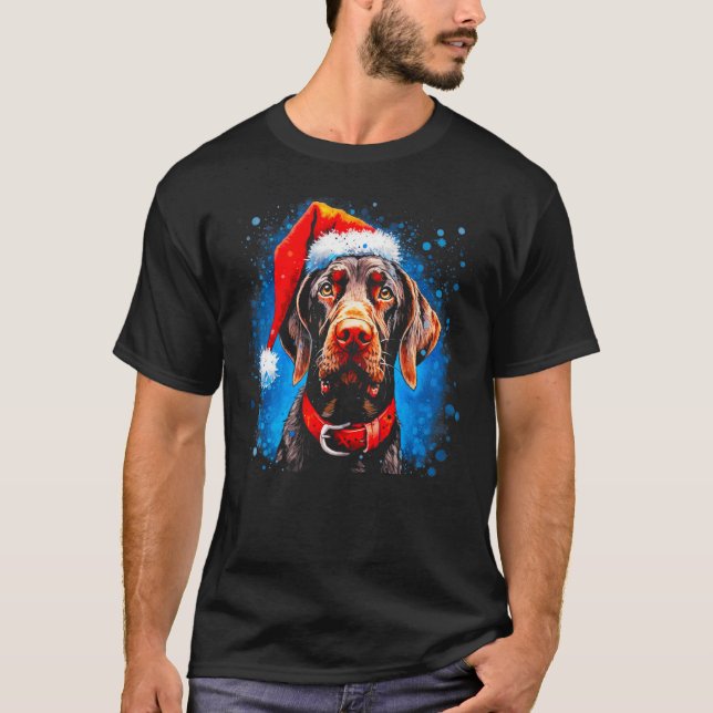 Dog German Shorthaired Pointer Xmas T-Shirt (Vorderseite)