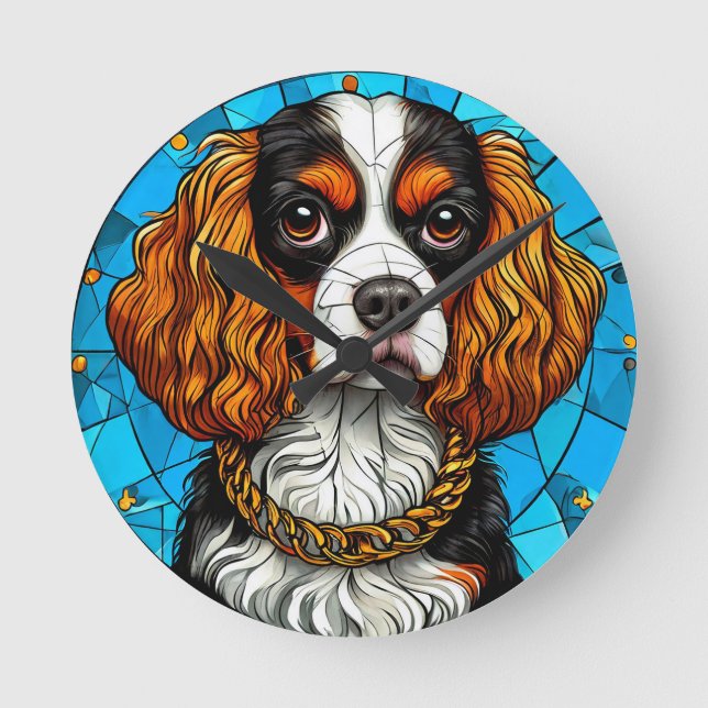 Dog-gestanztes Glas-Portrait Runde Wanduhr (Vorderseite)