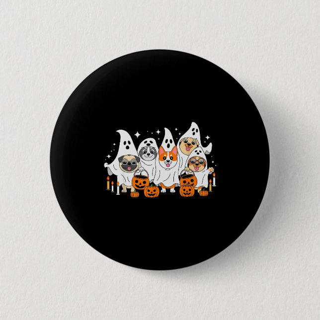 Dog Ghost Halloween  Button (Vorderseite)