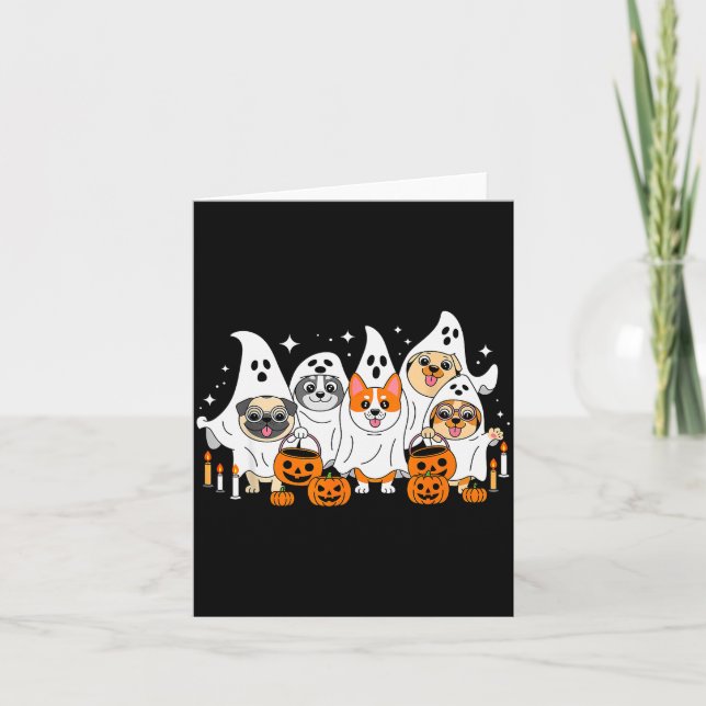Dog Ghost Halloween  Karte (Vorderseite)