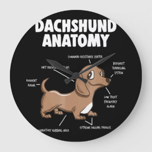 Dog Gift   Anatomy Dachshund  Funny Weiner Große Wanduhr