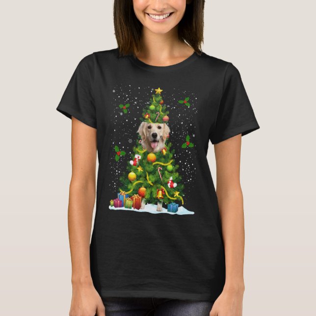 Dog Golden Retriever Christmas Tree T-Shirt (Vorderseite)