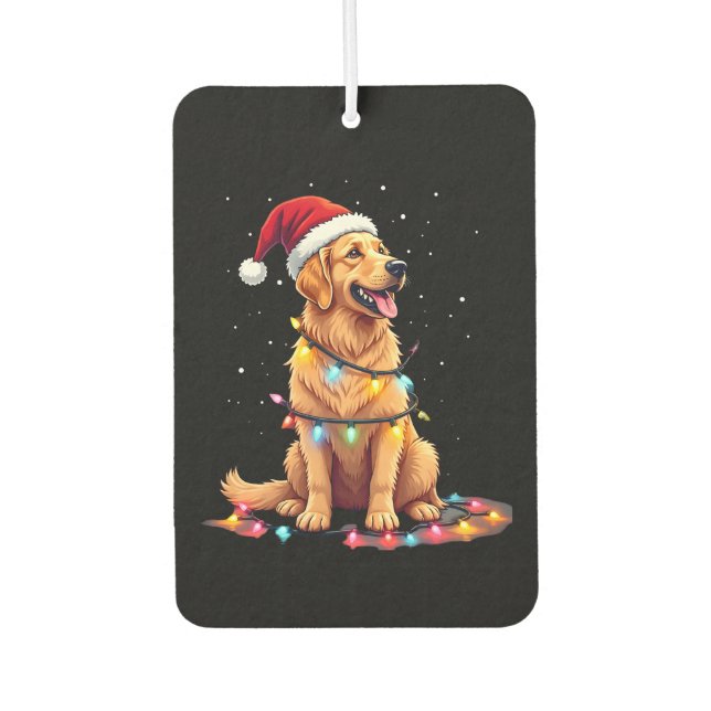 Dog Golden Retriever Santa Christmas Xmas Lights ( Autolufterfrischer (Vorderseite)