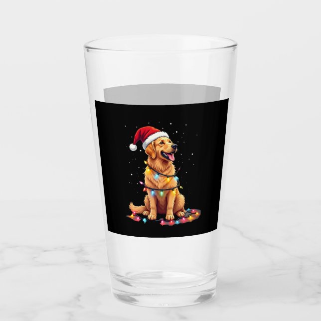 Dog Golden Retriever Santa Christmas Xmas Lights ( Glas (Vorderseite)