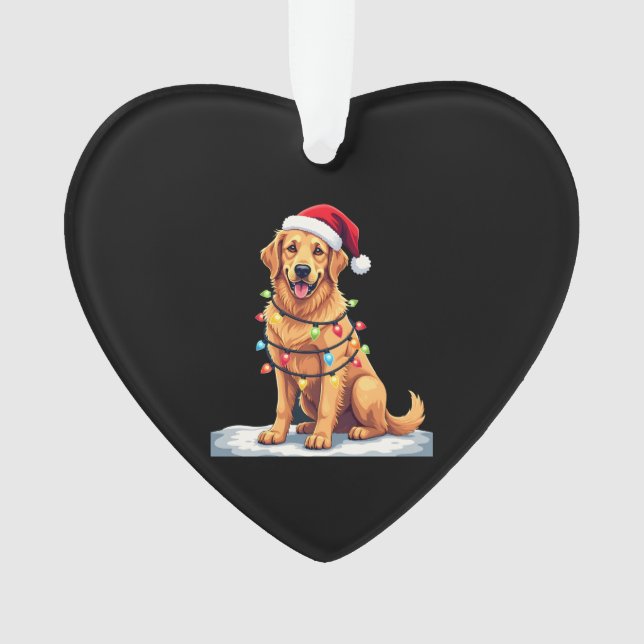 Dog Golden Retriever Santa Christmas Xmas Lights ( Ornament (Vorderseite)
