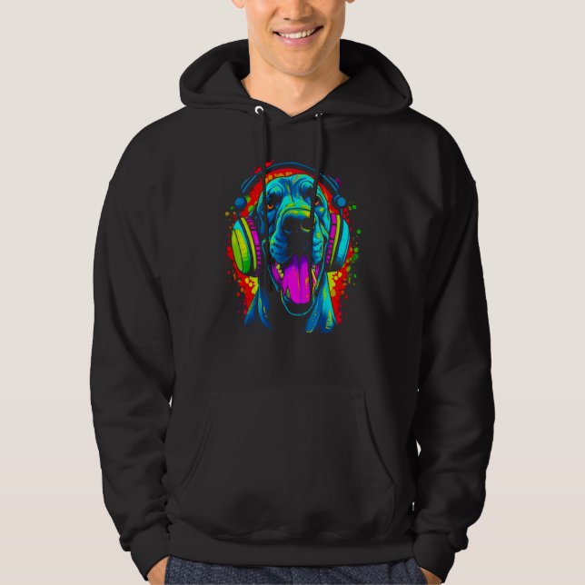 Dog Great Dane DJ Festival Hoodie (Vorderseite)