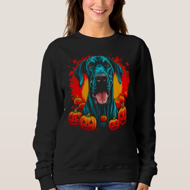 Dog Great Dane Halloween Theme Sweatshirt (Vorderseite)