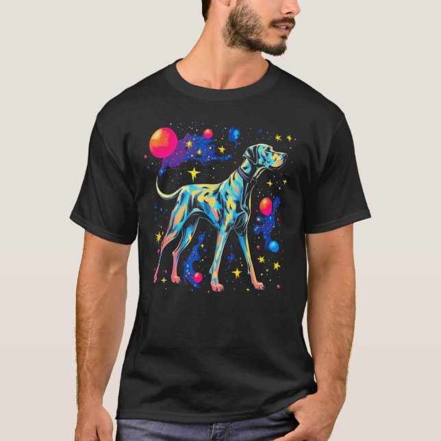 Dog Great Dane in Space T-Shirt (Vorderseite)