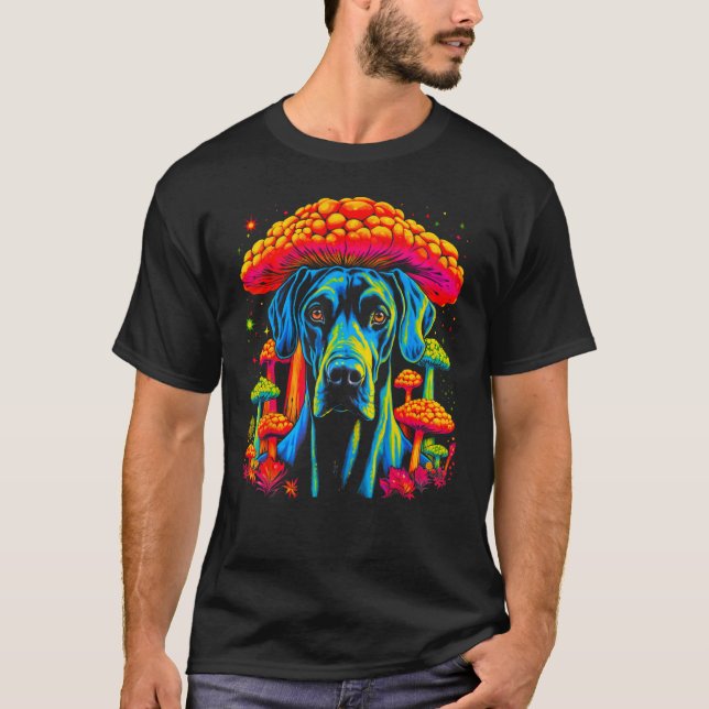 Dog Great Dane Psychedelic Mushroom T-Shirt (Vorderseite)