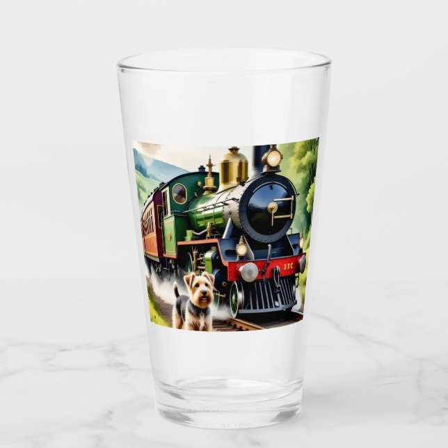 Dog Greeting steam train Glas (Vorderseite)