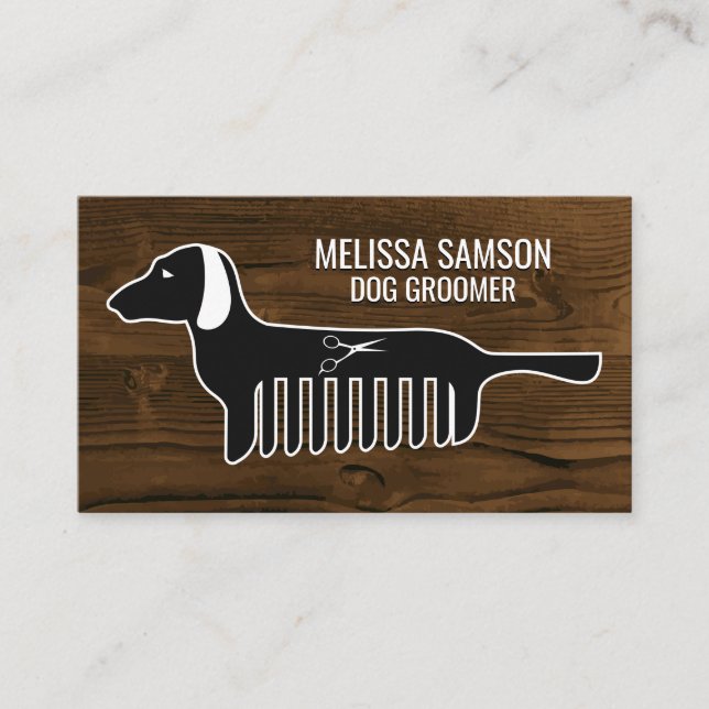 Dog Groomer | Ausbilder | Tier | Holz Visitenkarte (Vorderseite)