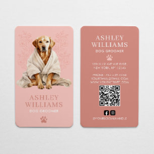 Dog Groomer Blush Pink Eleganter QR Code Visitenkarte