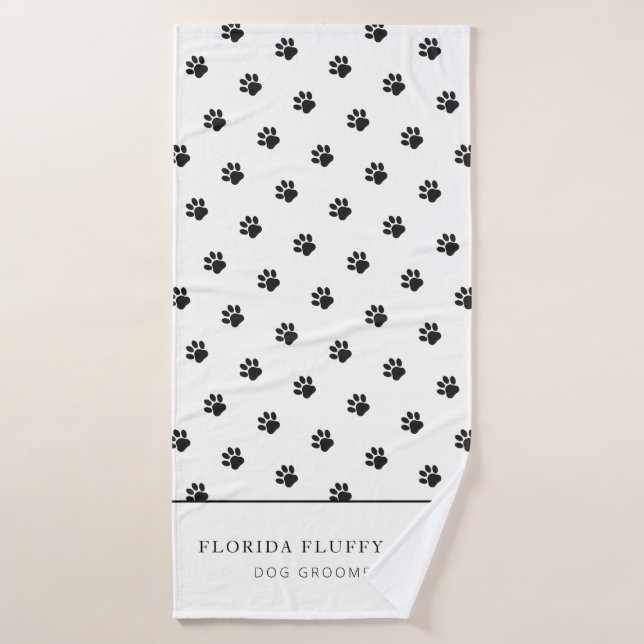 Dog Groomer Business Paw Print Pattern Bath Towel Badehandtuch (Badehandtuch)