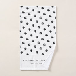 Dog Groomer Business Paw Print Pattern Hand Towel Handtuch