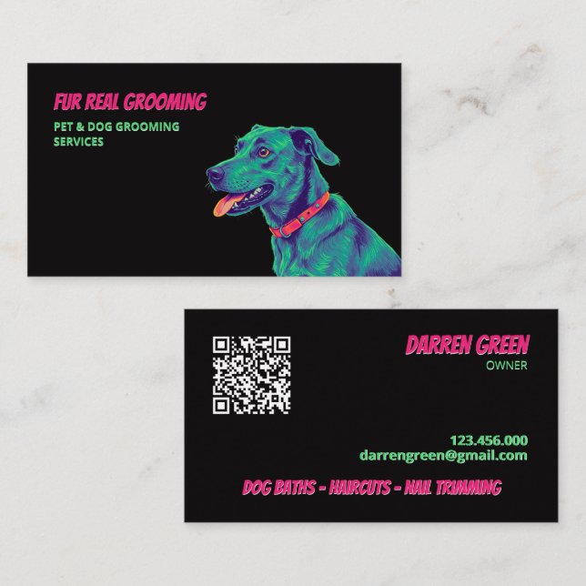 Dog Groomer Dog QR Visitenkarte (Vorne/Hinten)