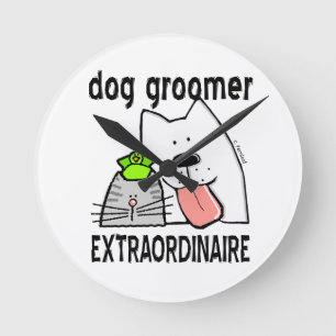 Dog Groomer Extraordinaire Customize Runde Wanduhr