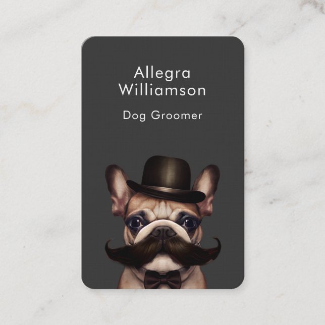 Dog Groomer French Bulldog QR-Code Visitenkarte (Vorderseite)