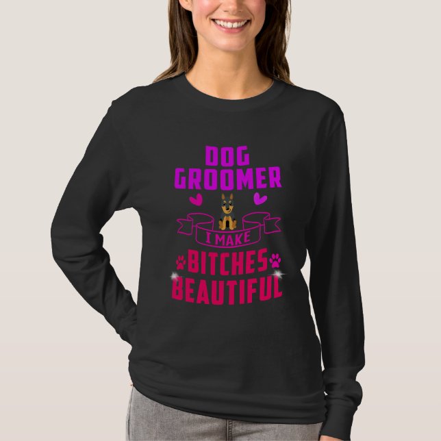 Dog Groomer Funny Dog Groomer Beauty Funny Doberma T-Shirt (Vorderseite)