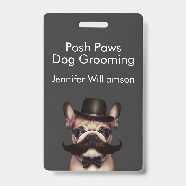 Dog Groomer Funny QR Code Gray Ausweis (Vorderseite)