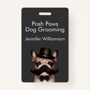 Dog Groomer Funny QR Code Gray Ausweis