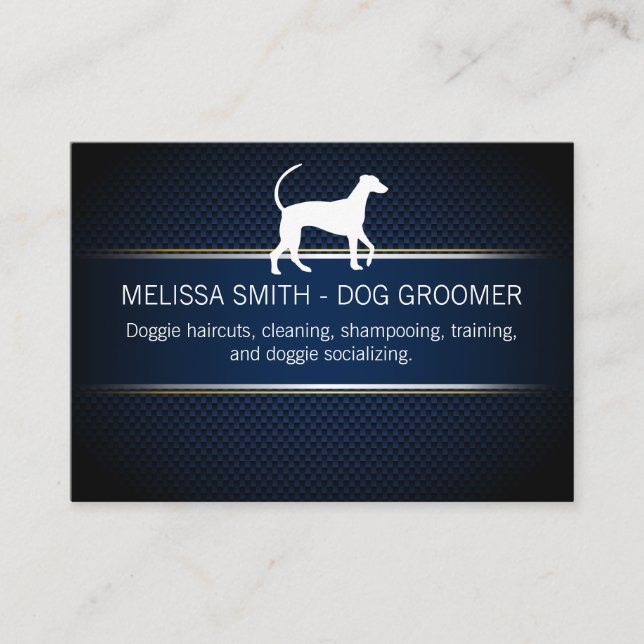 Dog Groomer | Hintergrund für blaues Mesh Terminkarte (Vorderseite)