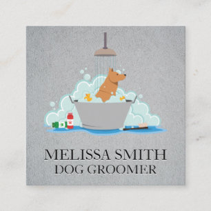 Dog Groomer   Hunde Wash Quadratische Visitenkarte