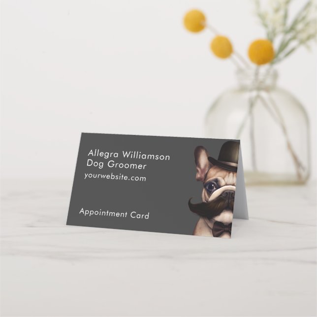 Dog Groomer Niedlicher Bulldog Graufalz Terminkarte (Vorderseite)