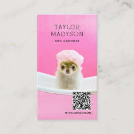 Dog Groomer Pampered Puppy QR Code Business Card Visitenkarte