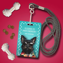 Dog Groomer Paw Print Border Ausweis