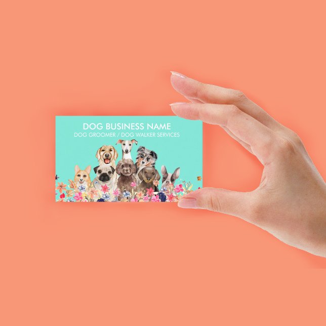 Dog Groomer Pet Boutique Neon Green Visitenkarte (Dog Groomer Pet Boutique Neon Green Business Card)