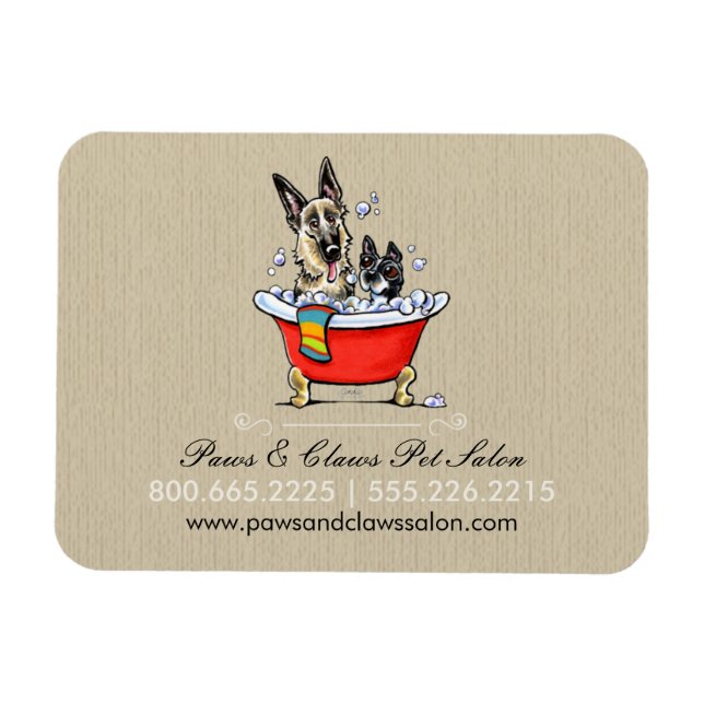 Dog Groomer Pet Salon Extravagant Tub Bio Business Magnet (Horizontal)