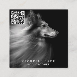 Dog Groomer QR Code Social Media Quadratische Visitenkarte