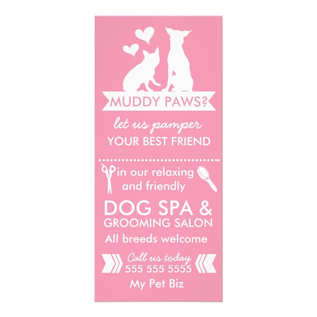 Dog Groomer Rack Card und Menü (Vorne)