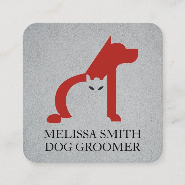 Dog Groomer | Tierheim | Cat Dog Icon Quadratische Visitenkarte (Vorderseite)