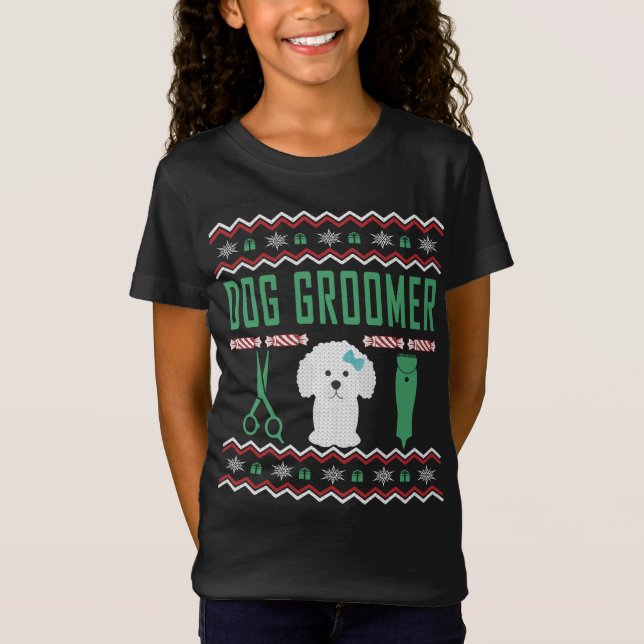 Dog Groomer Ugly Weihnachtssüßer T-Shirt (Vorderseite)