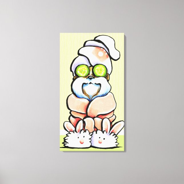 Dog Groomer Wellness-Center Robed Shih Tzu Cucumbe Leinwanddruck (Vorderseite)