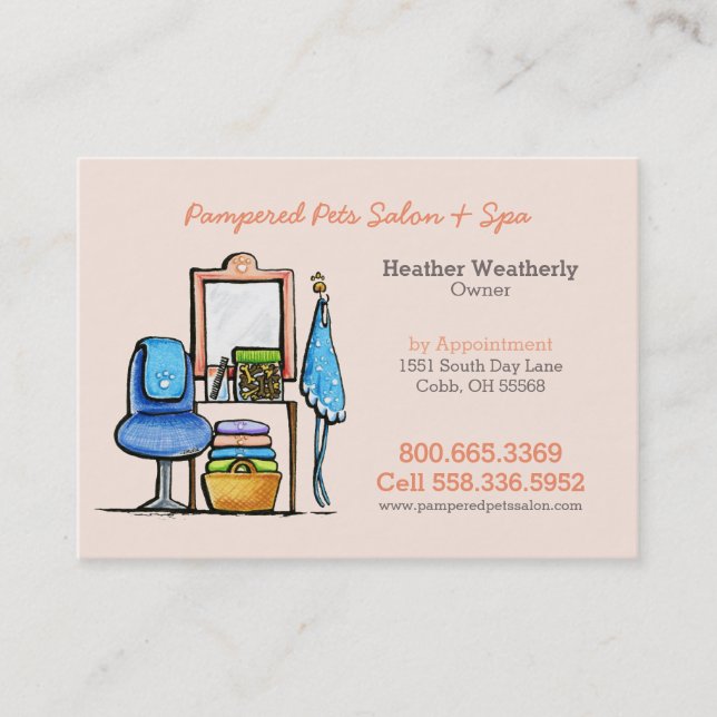 Dog Groomer Wellness-Center Vorsitzender Gewartet Visitenkarte (Vorderseite)