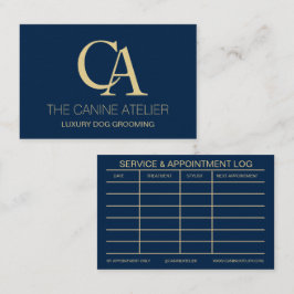 Dog Grooming Business Card Oxford Blue & Gold Visitenkarte