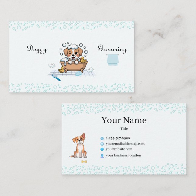 Dog Grooming Business Card Visitenkarte (Vorne/Hinten)