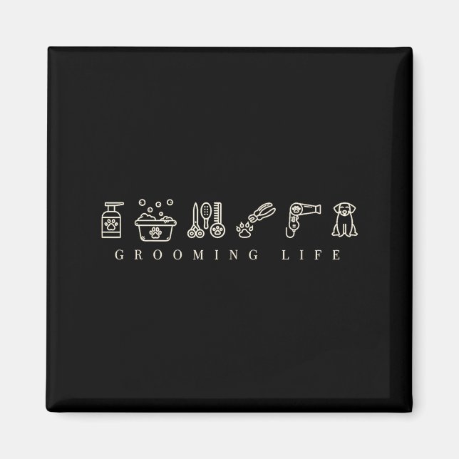 Dog Grooming Dog Groomer Life Work Pet Groomer Ico Magnet (Vorne)