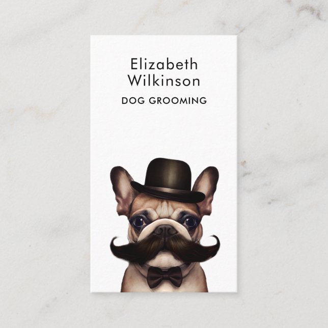 Dog Grooming Funny French Bulldog Business Card Visitenkarte (Vorderseite)