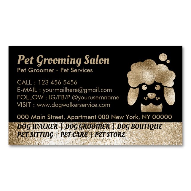 Dog Grooming Salon Goldbad Wellness-Center Magnetische Visitenkarte (Vorderseite)