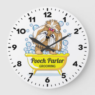 Dog Grooming Salon-Pet Groomer-Personalized Clock Große Wanduhr