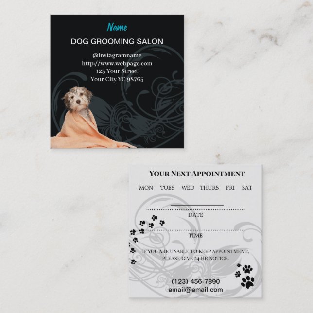 Dog Grooming Salon Termin Visitenkarte (Vorne/Hinten)
