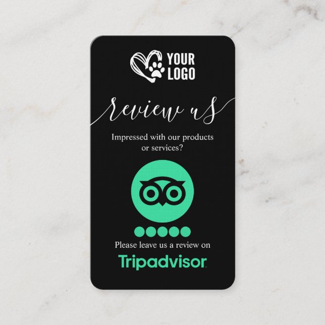 Dog Grooming TripAdvisor Überprüfungsanfrage QR-Co Visitenkarte (Vorderseite)