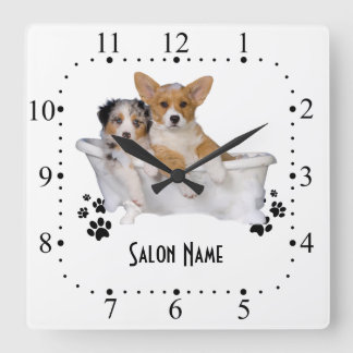 Dog grooming Wall Clock Quadratische Wanduhr