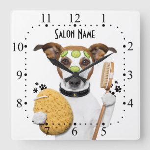 Dog grooming Wall Clock Quadratische Wanduhr