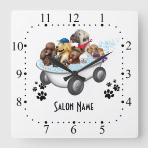 Dog grooming  Wall Clock Quadratische Wanduhr
